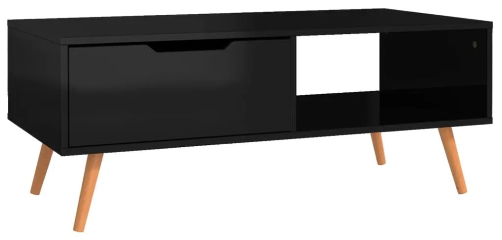 Mesa centro 100x49,5x43cm derivados de madeira preto brilhante