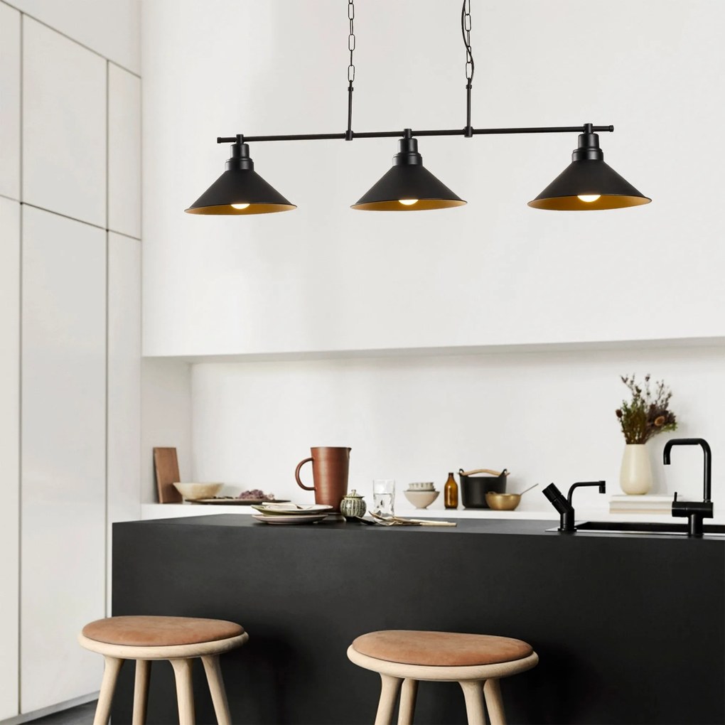 Candeeiro Chandelier Sivani – Preto – 108 x 24 cm