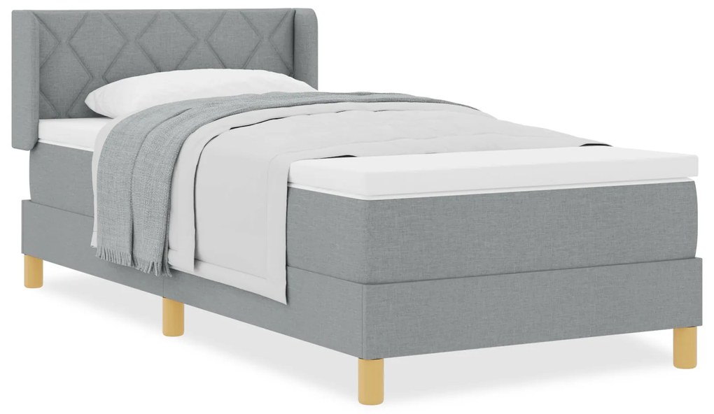 Cama Box Spring vidaXL com Colchão Cinzento-Claro 90x200 cm Tecido, Ca