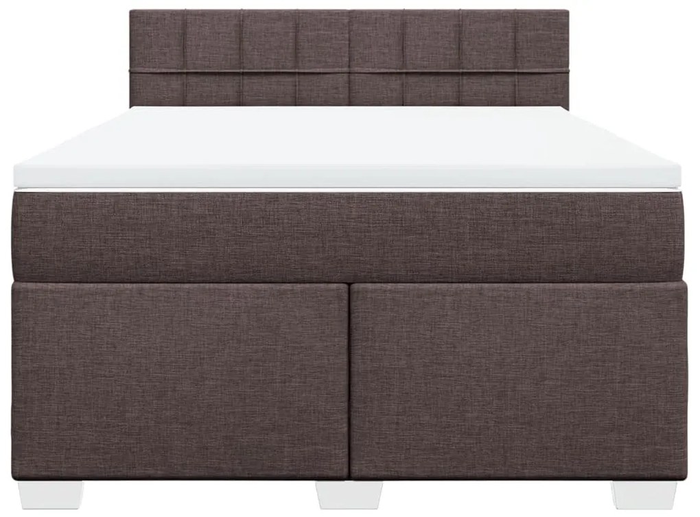 Cama com molas/colchão 160x200 cm tecido castanho-escuro