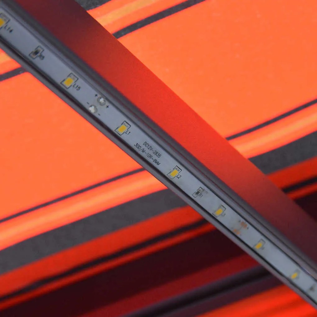 Toldo retrátil manual com LED 350x250 cm laranja e castanho
