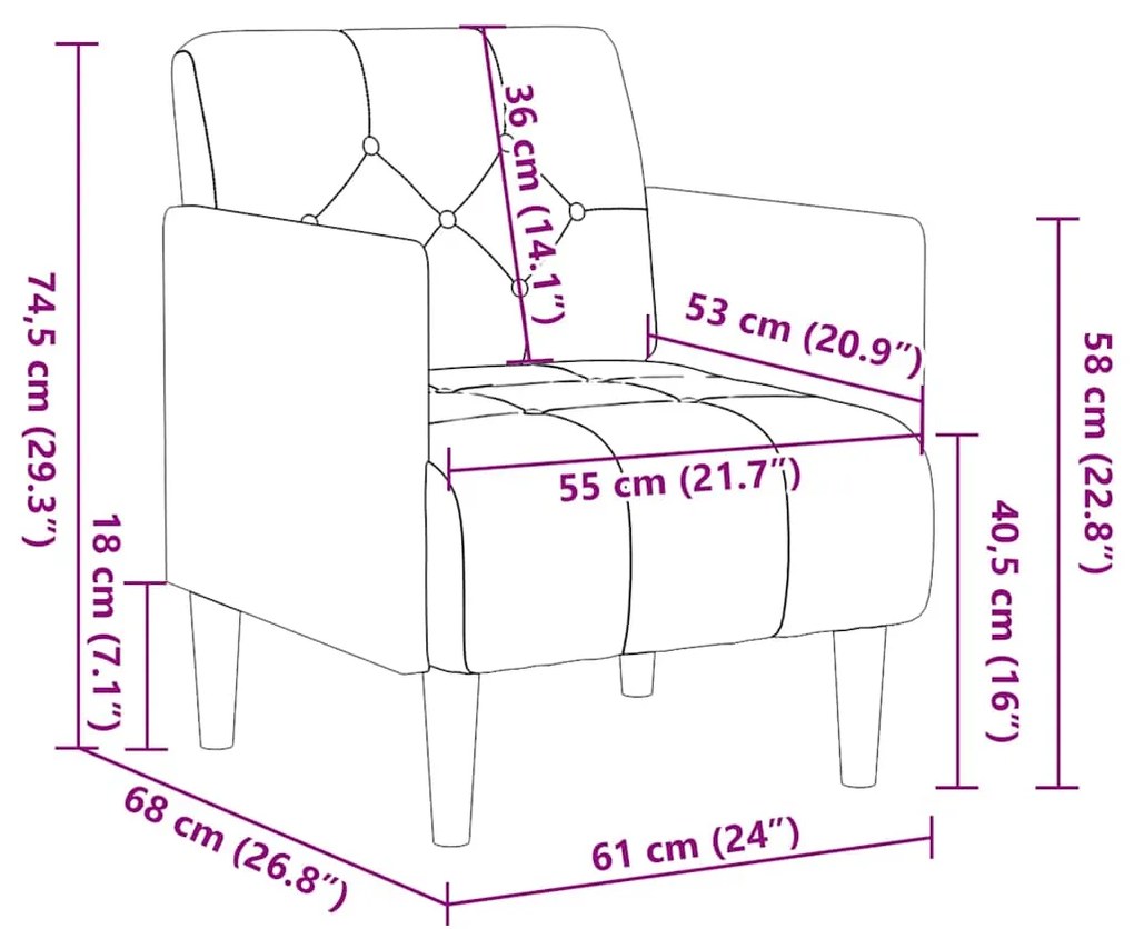 Poltrona com apoio de braços 55 cm linho