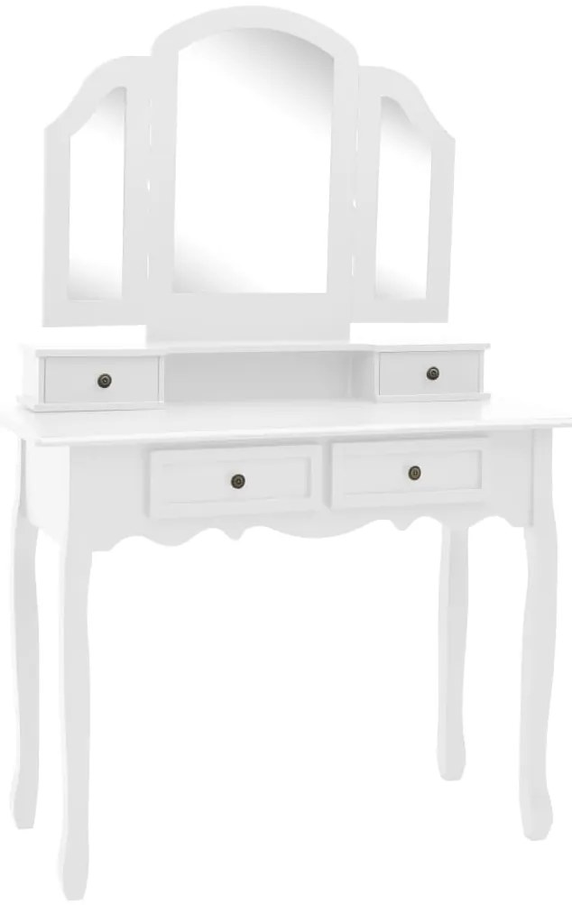 Conj. toucador c/ banco 100x40x146cm madeira paulownia branco
