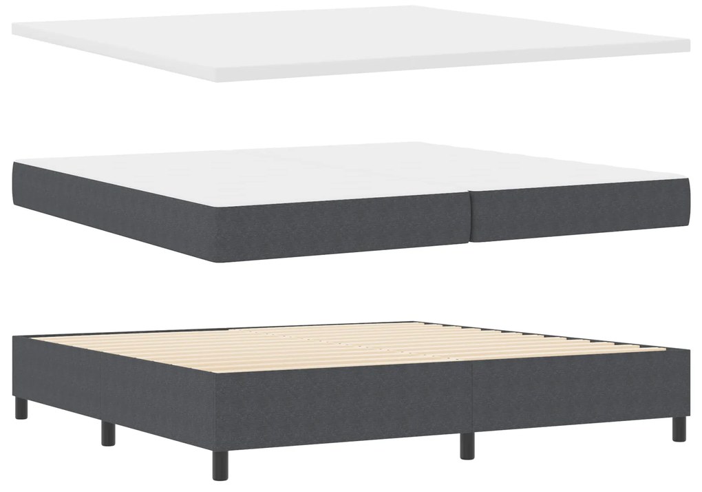 Cama Box Spring com Colchão Cinza Escuro 200x200 cm Tecido de Veludo C
