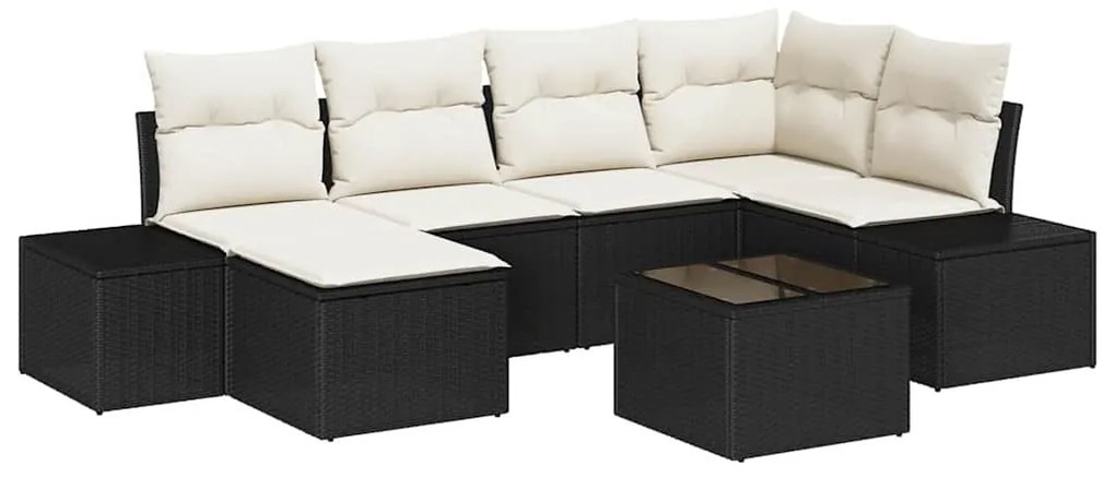 Conjunto de Sofá de Jardim com 6 Peças , Almofadas em Rattan Sintético