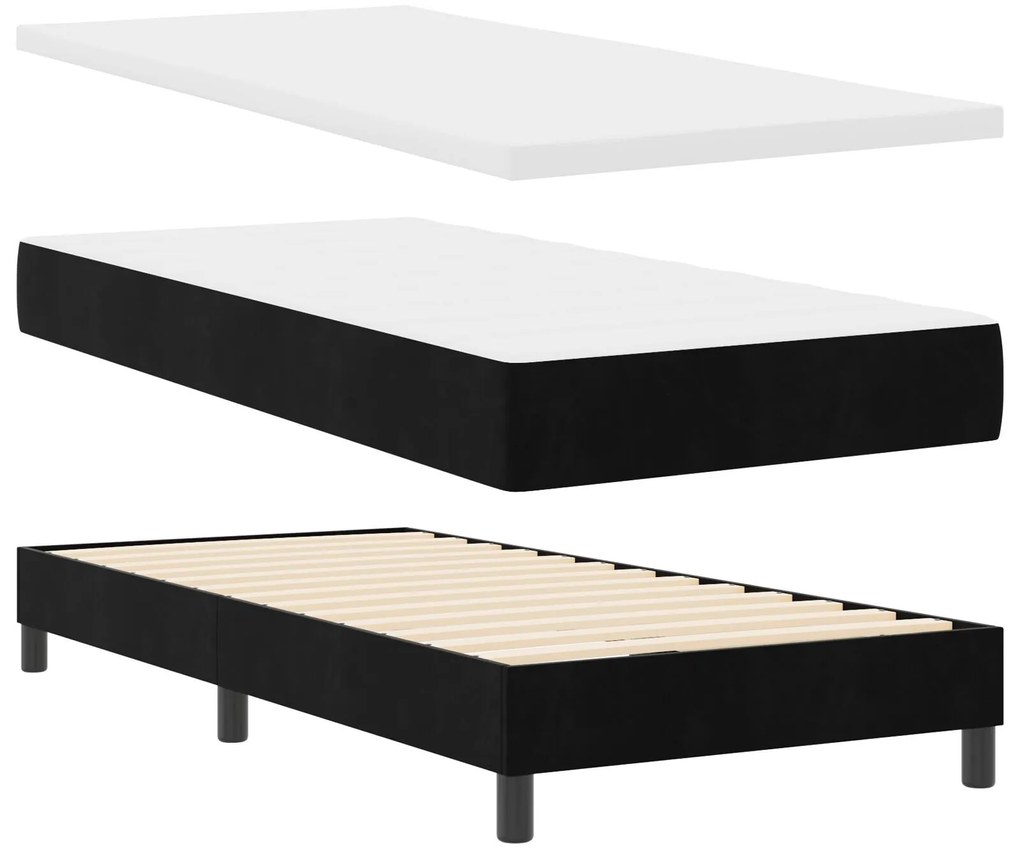 Cama Box Spring com Colchão vidaXL Preta 90x200 cm Veludo