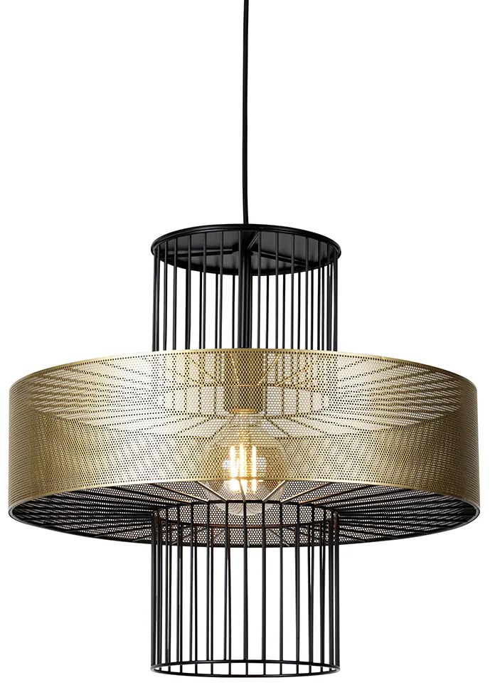 Candeeiro de suspensão inteligente dourado com preto 50 cm incl. Wifi G95 - Tess