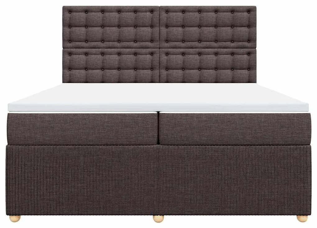 Cama com molas/colchão 200x200 cm tecido castanho-escuro
