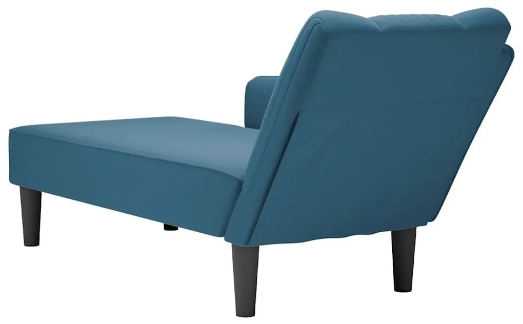 Chaise-longue com apoio de braço direito veludo azul