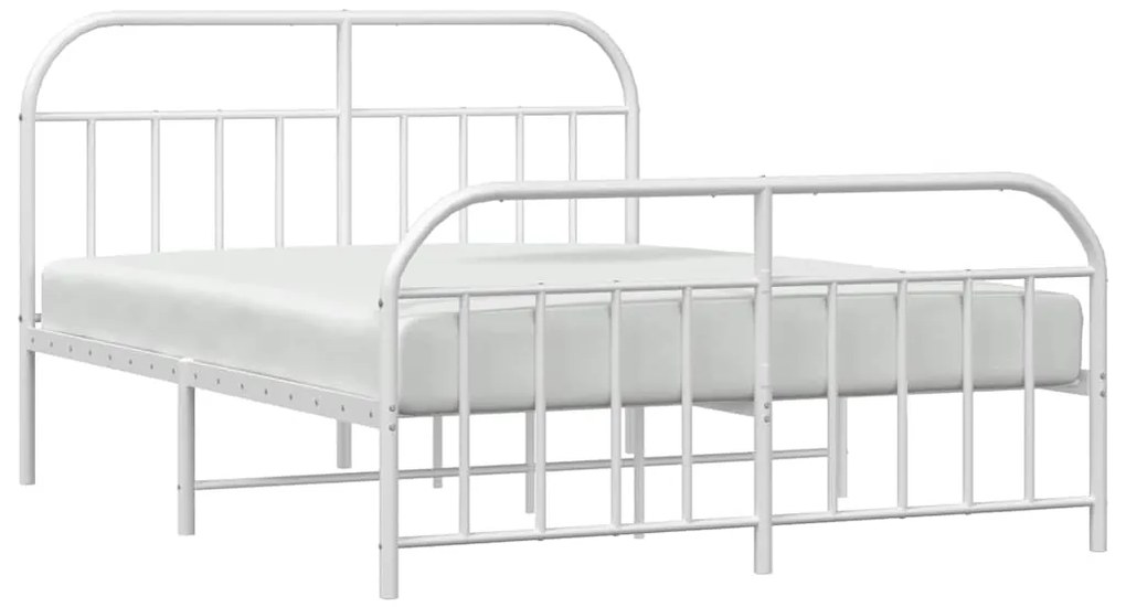 Estrutura de cama com cabeceira e pés 183x213 cm metal branco