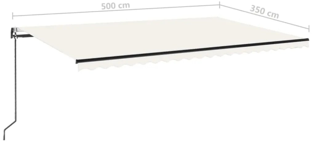 Toldo automático com LED e sensor de vento 500x350 cm cor creme