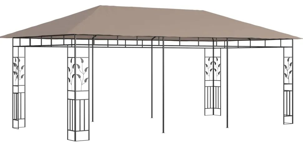 Gazebo c/ rede mosquiteira 6x3x2,73m 180 g/m² cinza-acastanhado