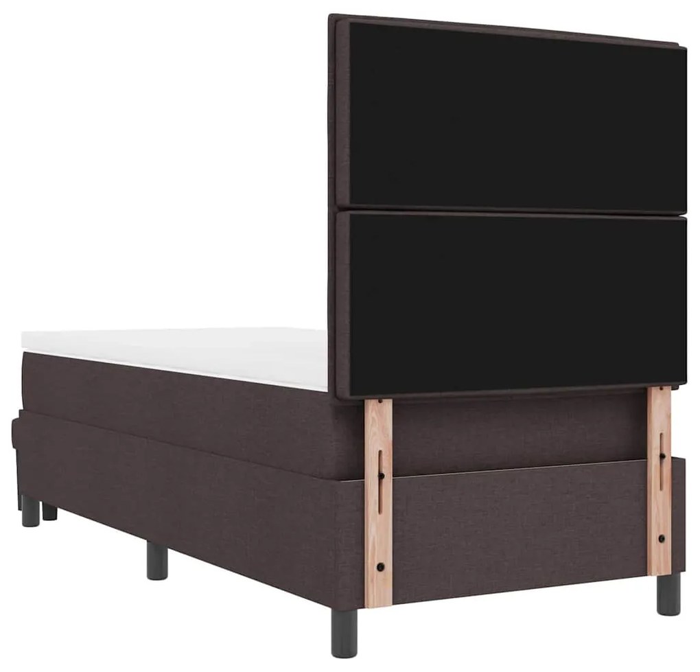 Cama Box com Colchão &amp; Banco Castanho 100x200 cm Tecido