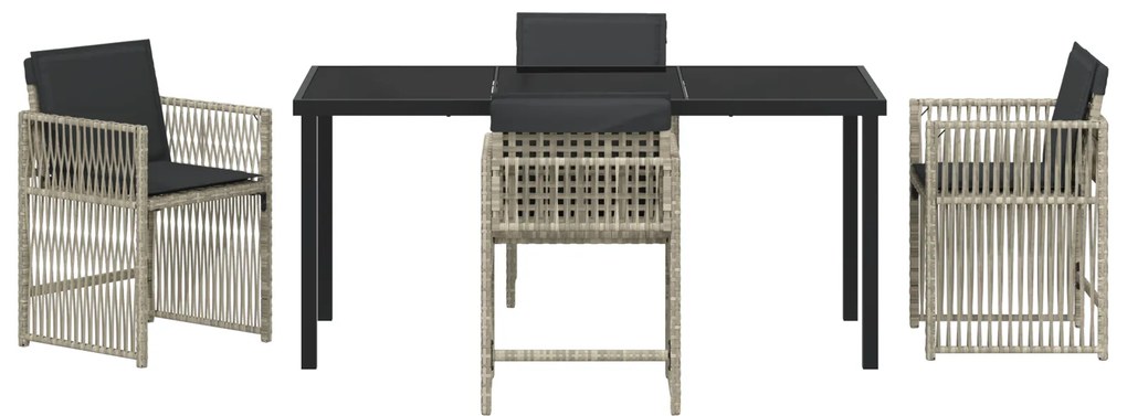 Conjunto de Jantar de Jardim de 5 Peças com Almofadas Cinzento-claro V
