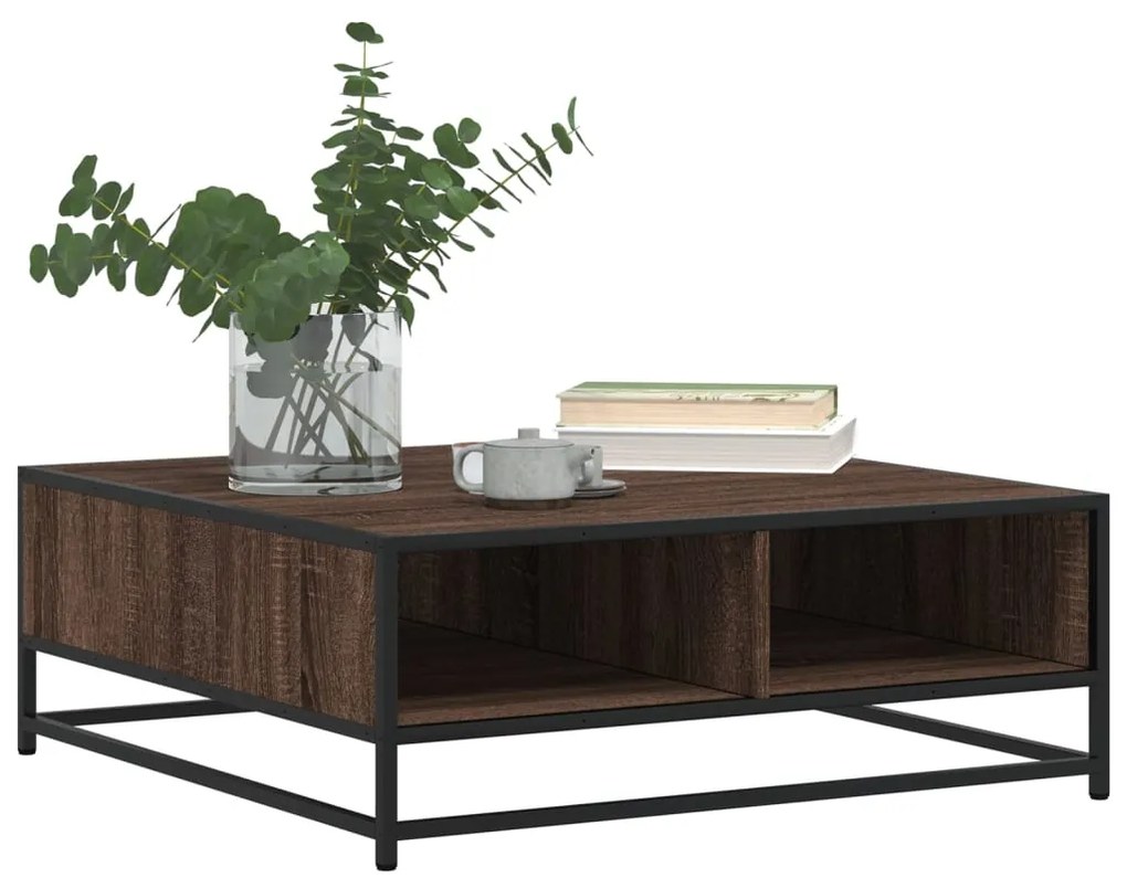 Mesa centro 80x80x30 cm deriv. madeira/metal carvalho castanho