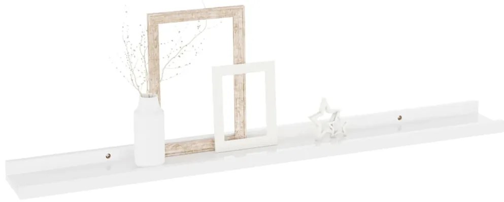 Prateleiras de parede 2 pcs 80x9x3 cm branco brilhante