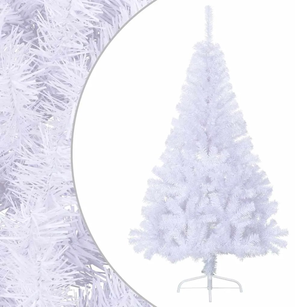 Meia árvore de Natal artificial com suporte 150 cm PVC branco