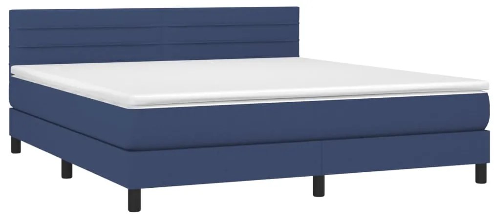 Cama com molas/colchão 160x200 cm tecido azul
