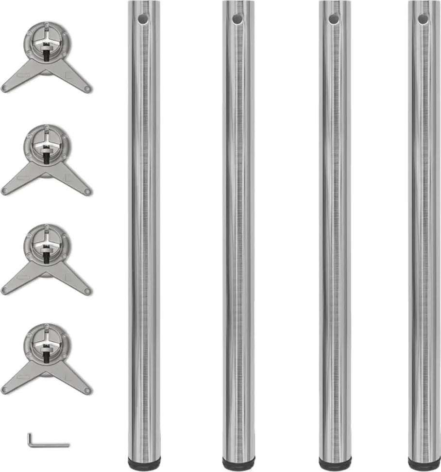 4 pernas de mesa, altura ajustável, níquel escovado 870 mm