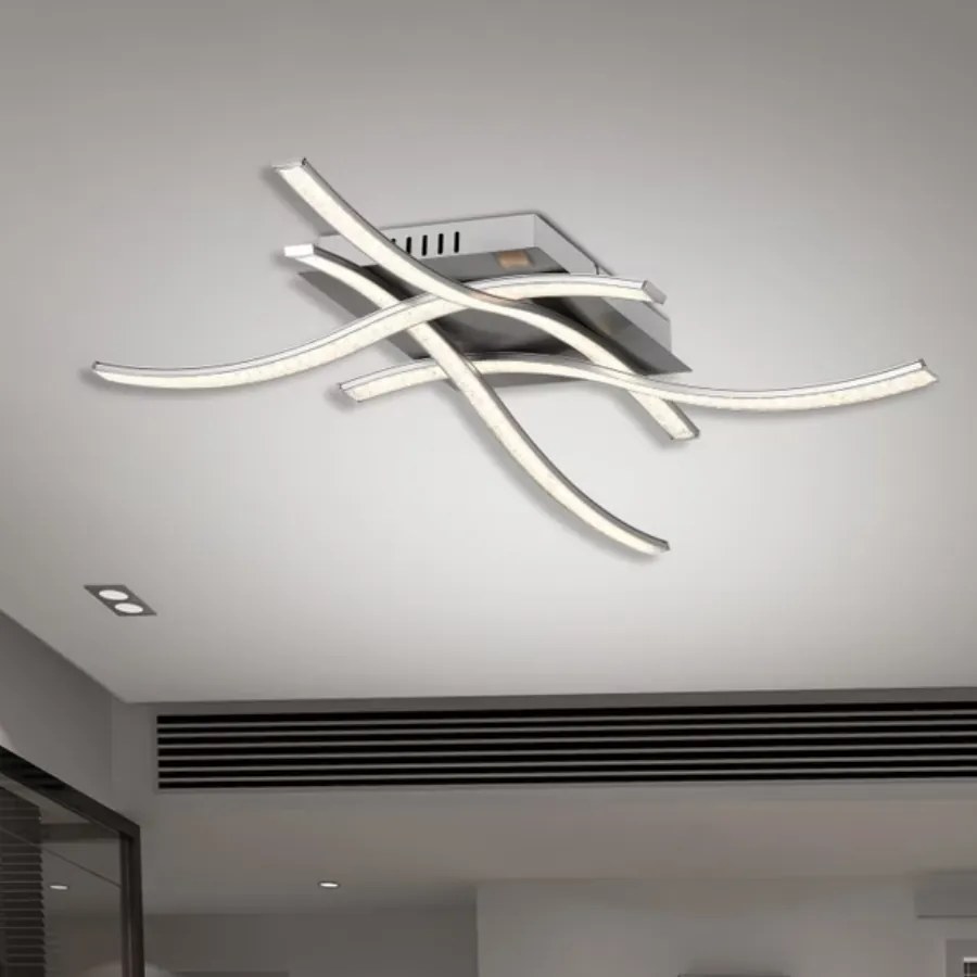 Candeeiro de teto LED Tigull com 4 lâmpadas 46 x 46 x 10 cm Prateado