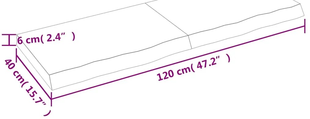Tampo de mesa 120x40x(2-6) cm carvalho tratado castanho-escuro