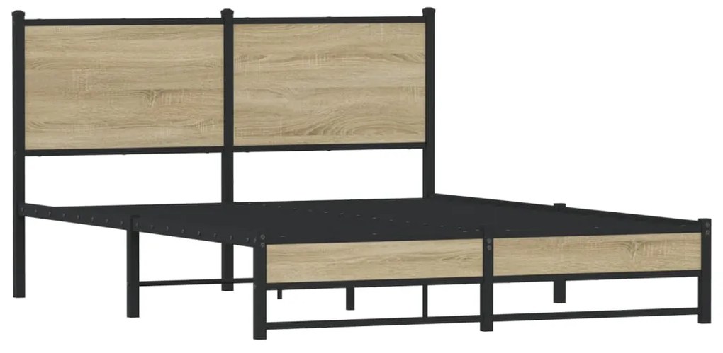 Estrutura de cama sem colchão 140x190 cm metal carvalho sonoma