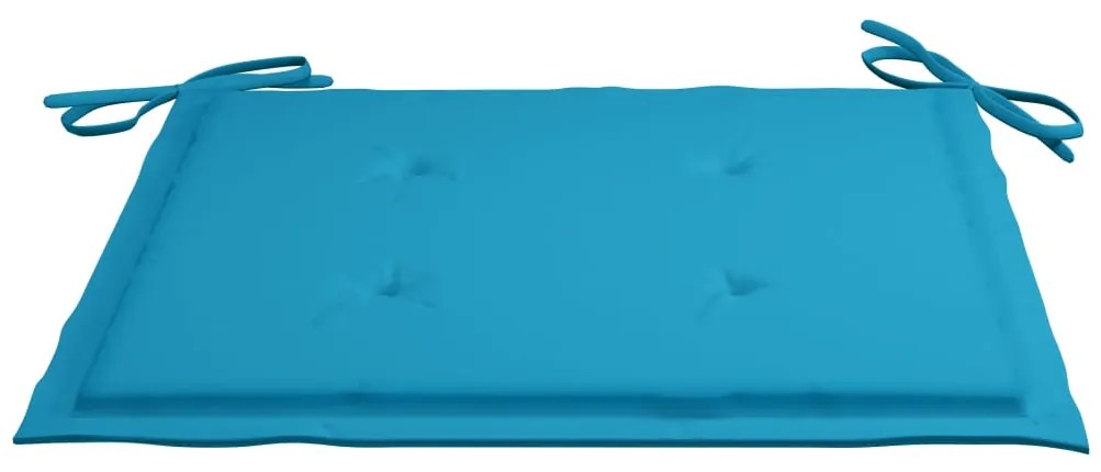 3 pcs conj. jantar dobrável exterior c/ almofadão teca maciça
