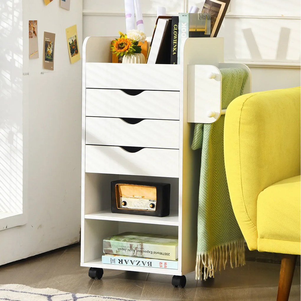 Carro Auxiliar "Midgard" - Branco - 48,5x33x86,5 cm