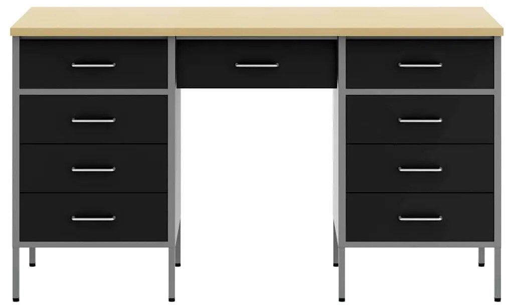 Conjunto de armário e mesa de trabalho em 3 peças vidaXL preto em made