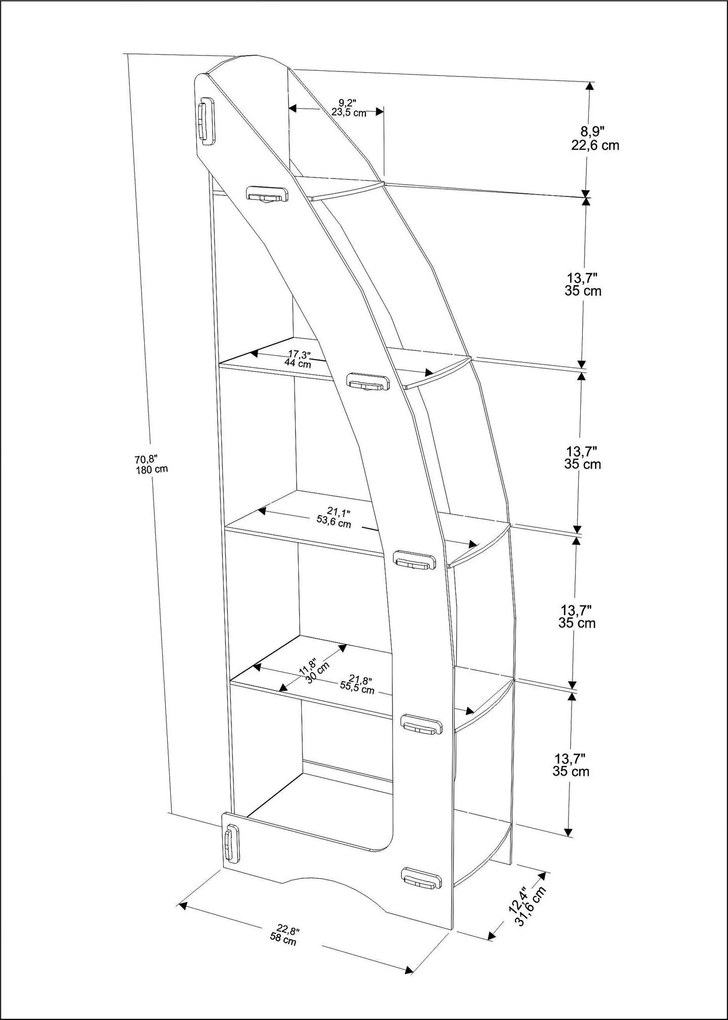 Estante Orsa – Carvalho – 58 cm x 180 cm x 31,6 cm