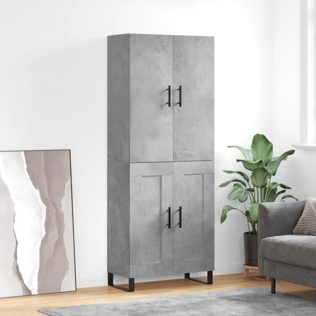 vidaXL Armário alto 69,5x34x180 cm derivados de madeira cinza cimento