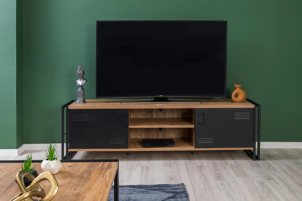 Conjunto de Mobiliário de Sala Cosmo – Pinho Atlântico Preto – TV: 180