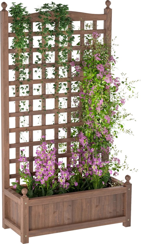 Floreira com treliça 64 x 28 x 120 cm. Insertos de rega incluídos em Madeira de abeto tratada