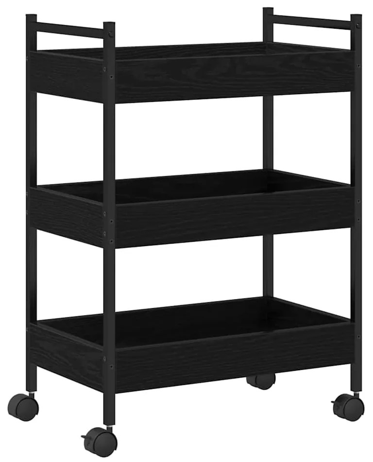 Carrinho de Cozinha vidaXL Carvalho Preto 50x30x70 cm Madeira de Engen