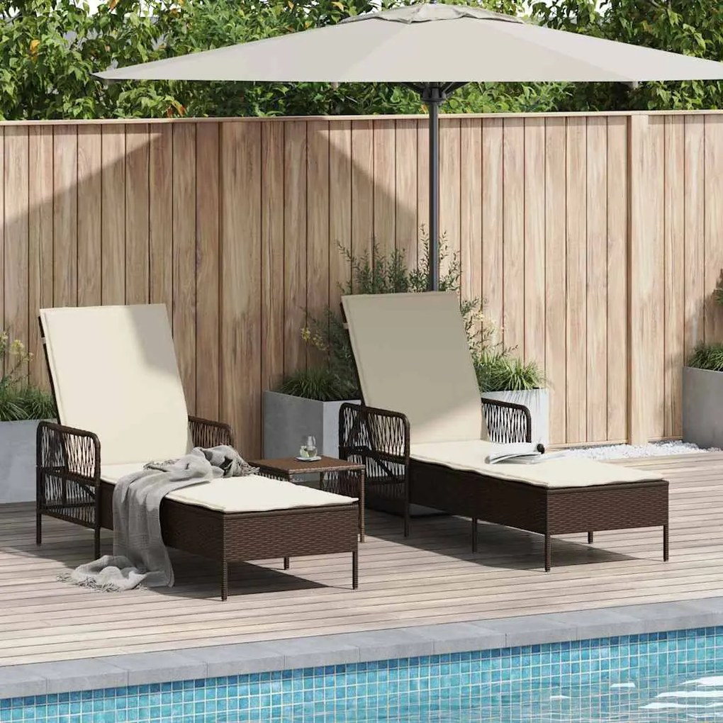 vidaXL Espreguiçadeira 2-pessoa 2 pcs Castanho 35 x 35 x 32cm vime PE