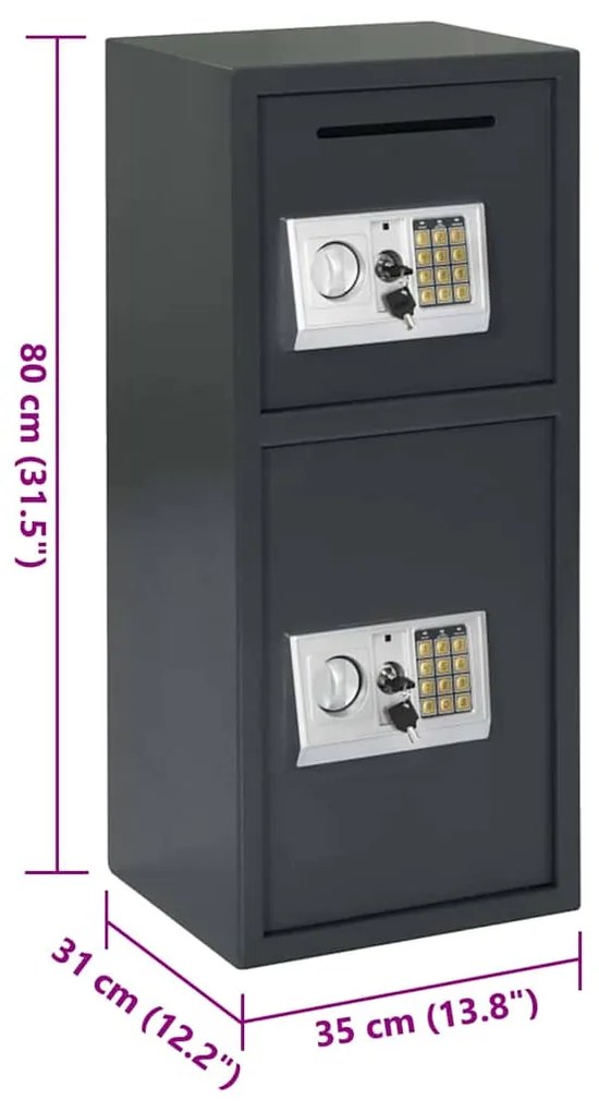 Cofre Electrónico Digital Cinza Escuro 35x31x80 cm Aço