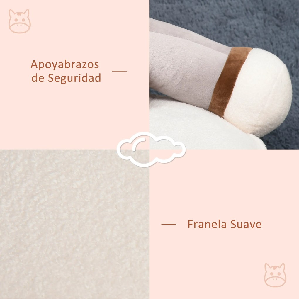 HOMCOM Mini sofá infantil em forma de burro Poltrona fofa para crianças acima de 18 meses com assento acolchoado 60x55x60cm cinza