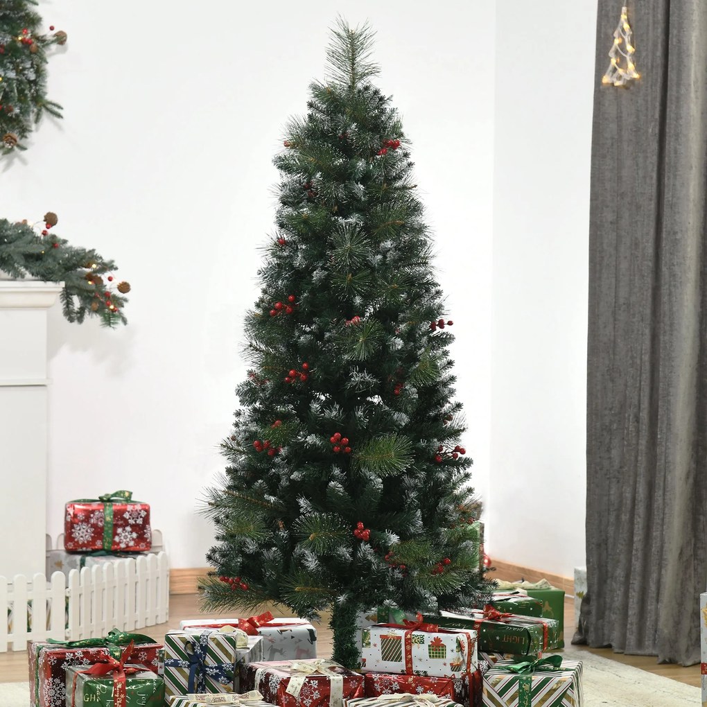 HOMCOM Árvore de Natal Artificial 150cm Ignífugo com 360 Ramos 38 Baga