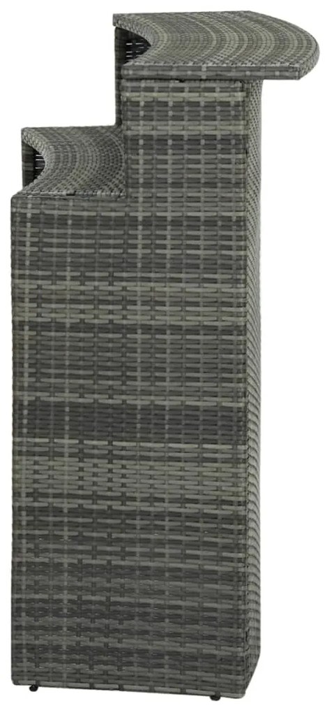Mesa de bar para jardim 120x55x110 cm vime PE cinzento