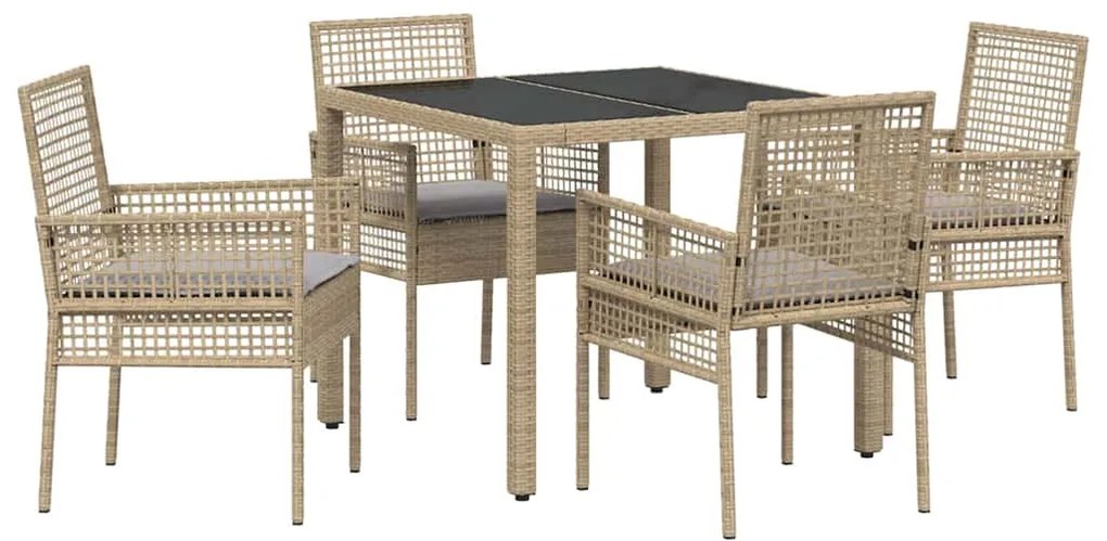 Conjunto de Jantar para Jardim 5 pcs Bege 90 x 90 x 75 cm