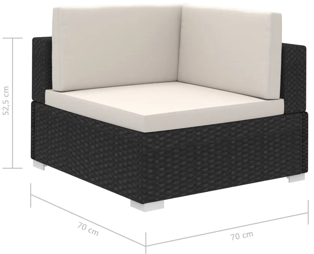 8 pcs conjunto lounge de jardim c/ almofadões vime PE preto