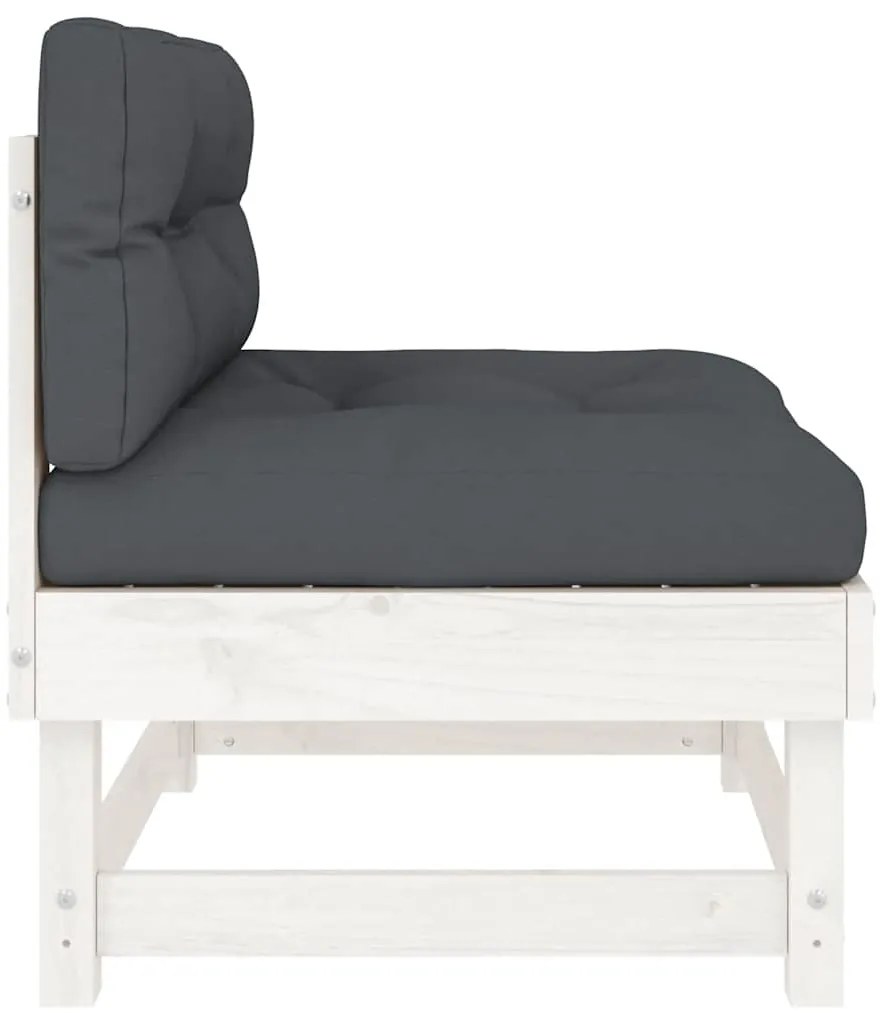 Sofás de centro com almofadões 2 pcs pinho maciço branco