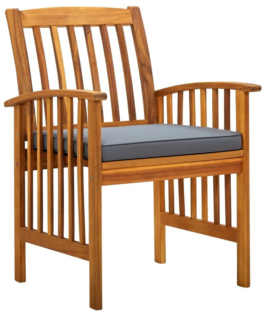 3 pcs conjunto de jantar p/ jardim c/ almofadões acácia maciça