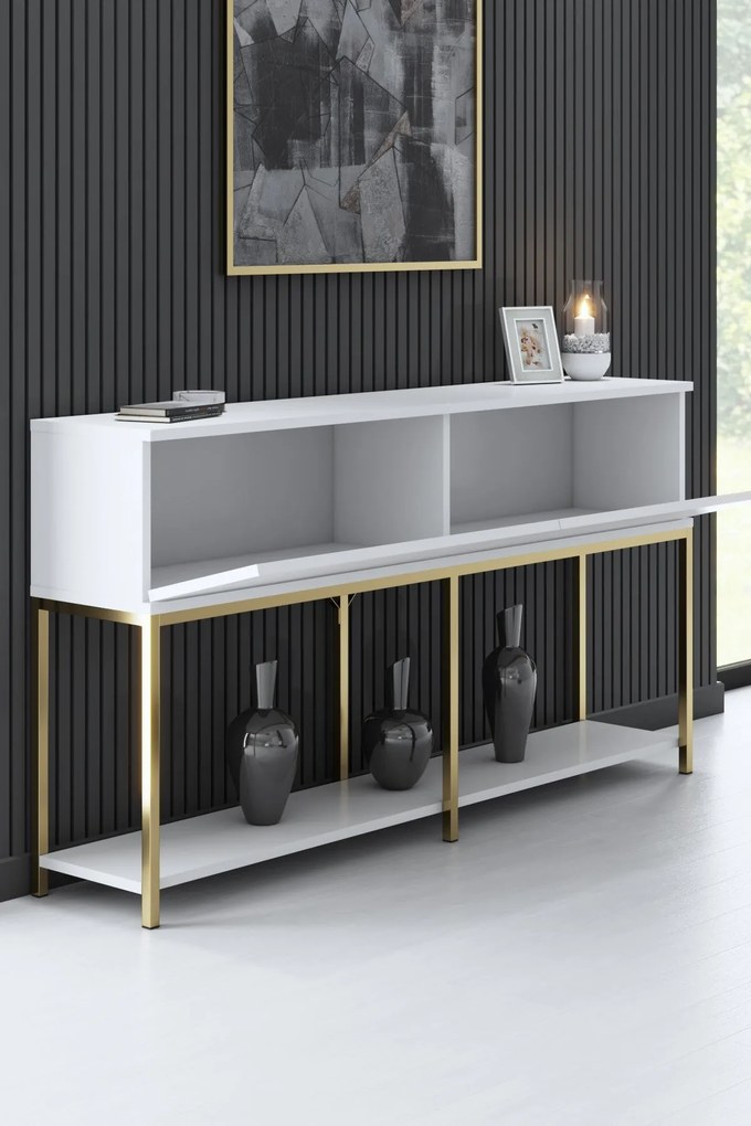 Console Lord – Branco/Dourado – 150x80x30 cm