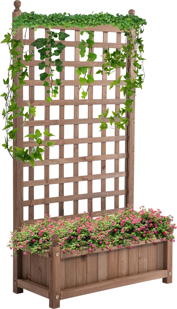 Floreira com treliça 64 x 28 x 120 cm. Insertos de rega incluídos em Madeira de abeto tratada