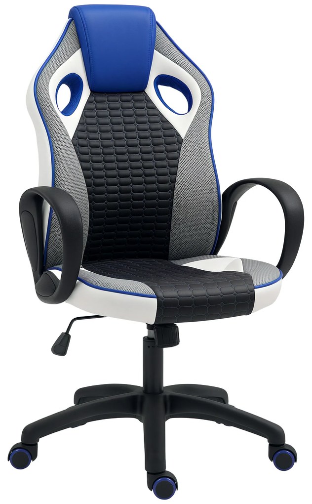 HOMCOM Cadeira Gaming com Altura Ajustável Suporte Lombar e Apoio para a Cabeça 60,5x67x107,5-116,5 cm Multicor | Aosom Portugal