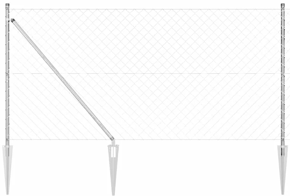 vidaXL Conjunto de Postes de Cerca Prateado 25 x 1,2 m Aço galvanizado