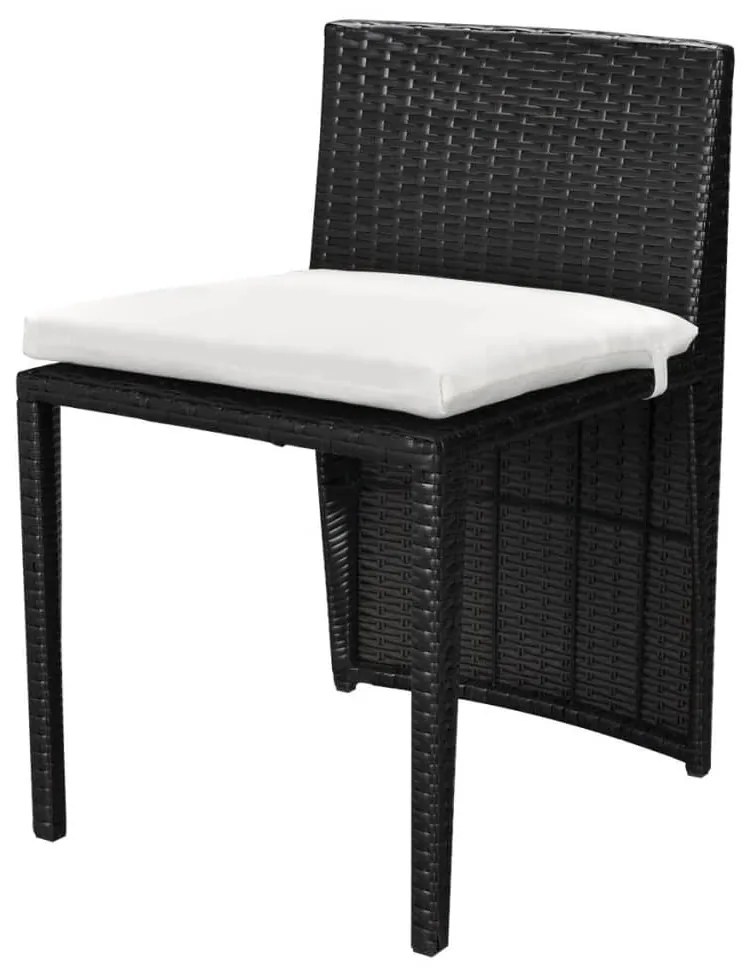 3 pcs conjunto bistrô com almofadas vime PE preto