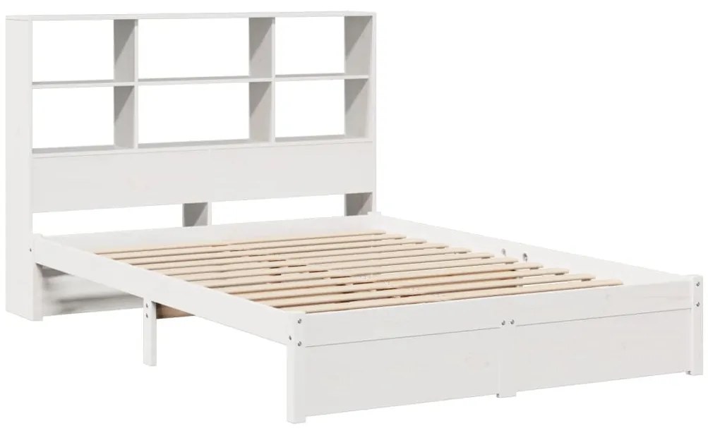 Cama com estante sem colchão 160x200 cm pinho maciço branco