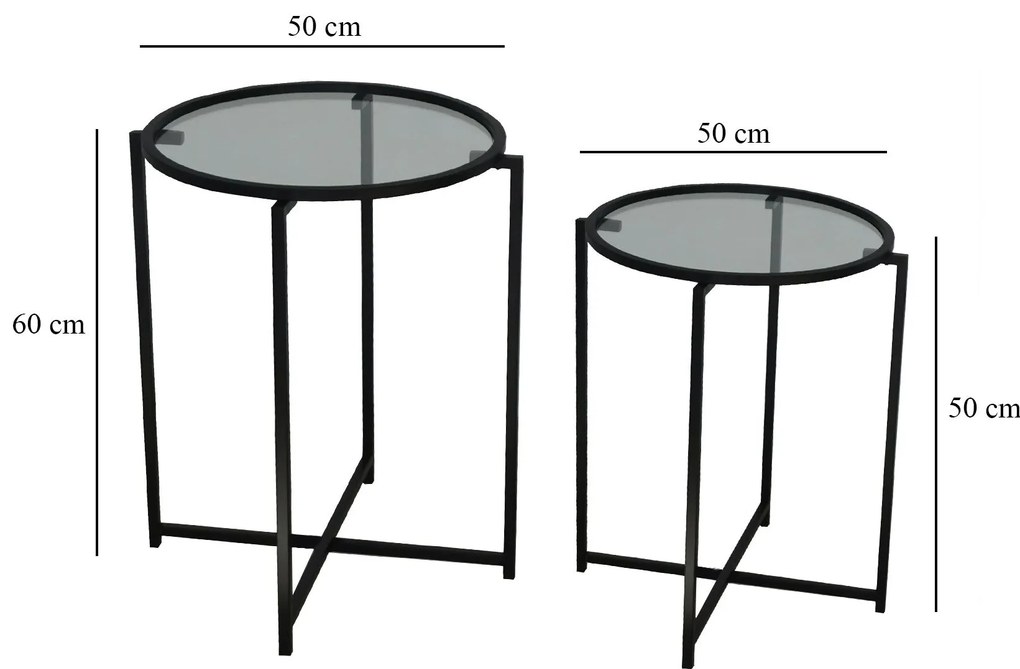 Mesa de Apoio S412F - Preto - 50x60x50 cm e 50x50x50 cm